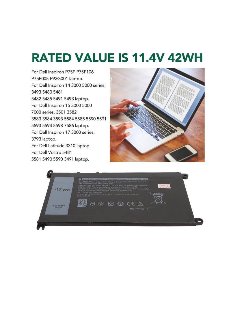 Terabyte Laptop Battery Replacement YRDD6 42WH for Dell Inspiron 15 3000 5000 7000 Series, 3501 3582 3583 3584 3593 5584 5585 5590 5591 5593 5594 5598 7586 Laptop - Image 5