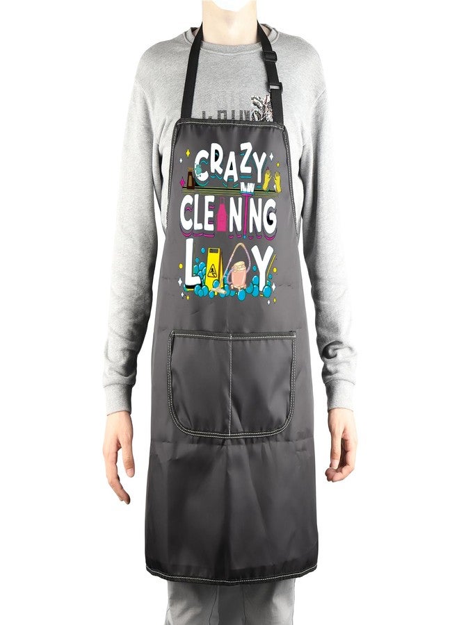 MBMSO Cleaning Apron Crazy Cleaning Lady Apron with Pockets Housekeeping Gift for Cleaning Lovers Housekeeper Apron Women (Cleaning Apron-black) - Image 4