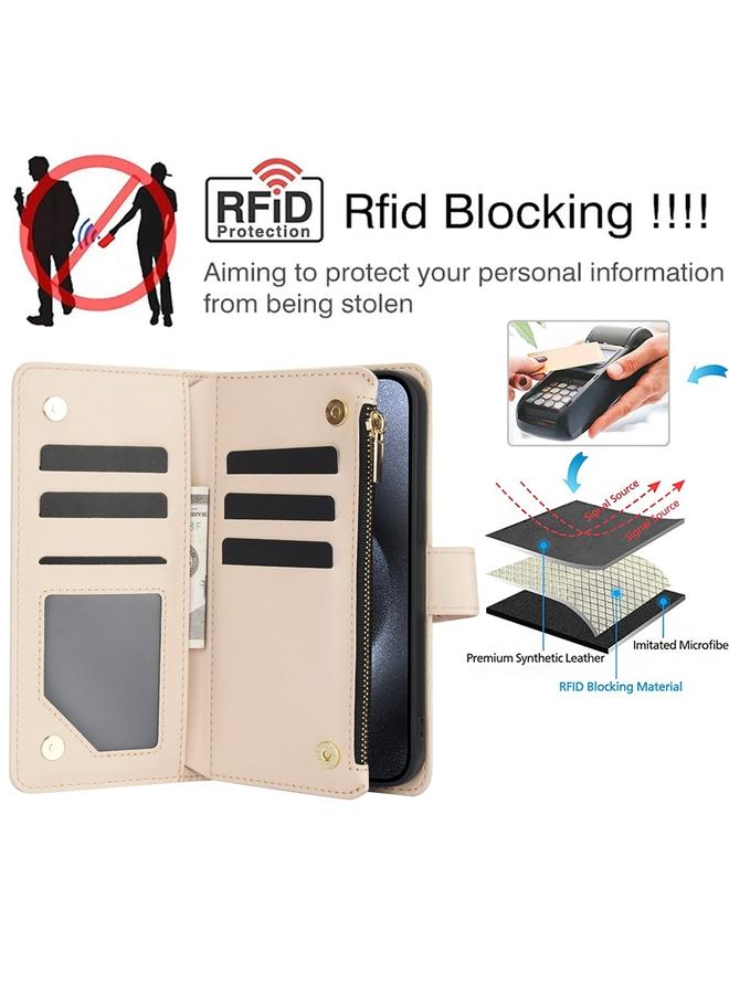 Zaboon Case For iPhone 13 Pro Max YM016 Rhombic Zipper Card Wallet Leather Phone Case with Lanyard - Image 5