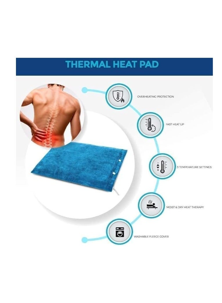 Comfort Hill Electric Heating Pad, King Size 30 x 60 cm, Wet & Dry Heat Therapy, Soft Cover, 2-Meter Power Cord - Image 2
