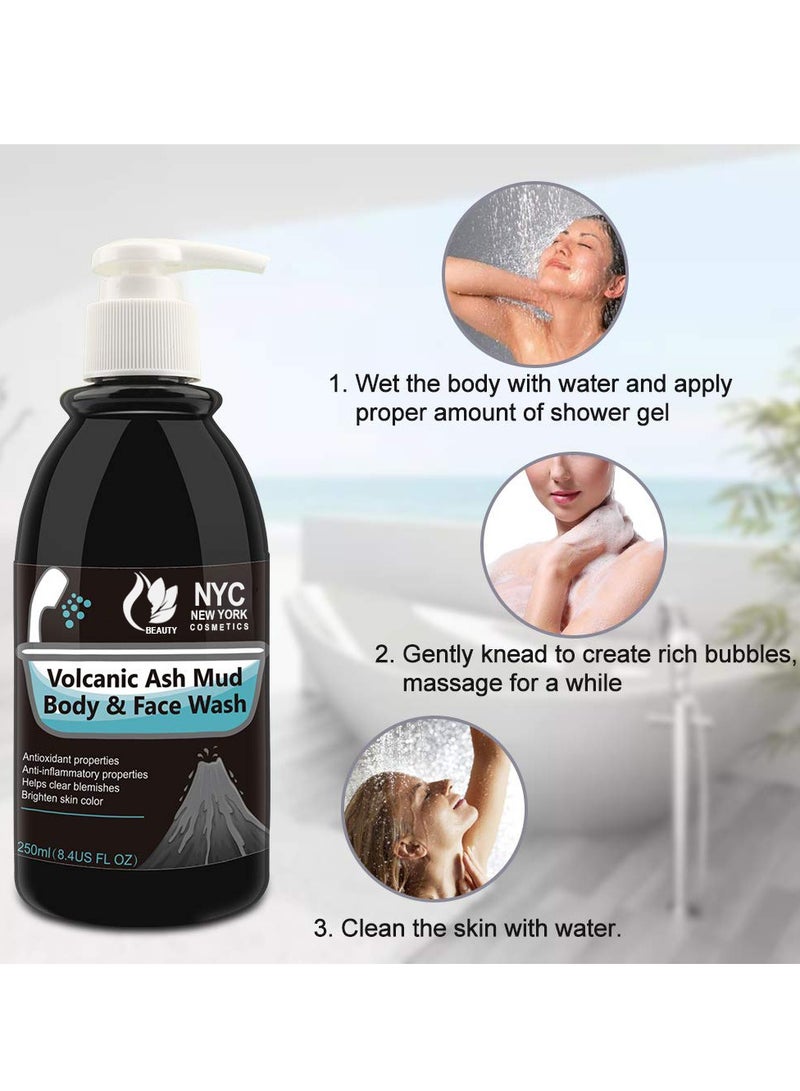إن واي سي جل الاستحمام بالطين البركاني للمناطق الداكنة وتبييض البشرة ومنظف تنعيم الجسم وغسول الجسم المرطب للبشرة الجافة والحساسة 250 مل - Image 4