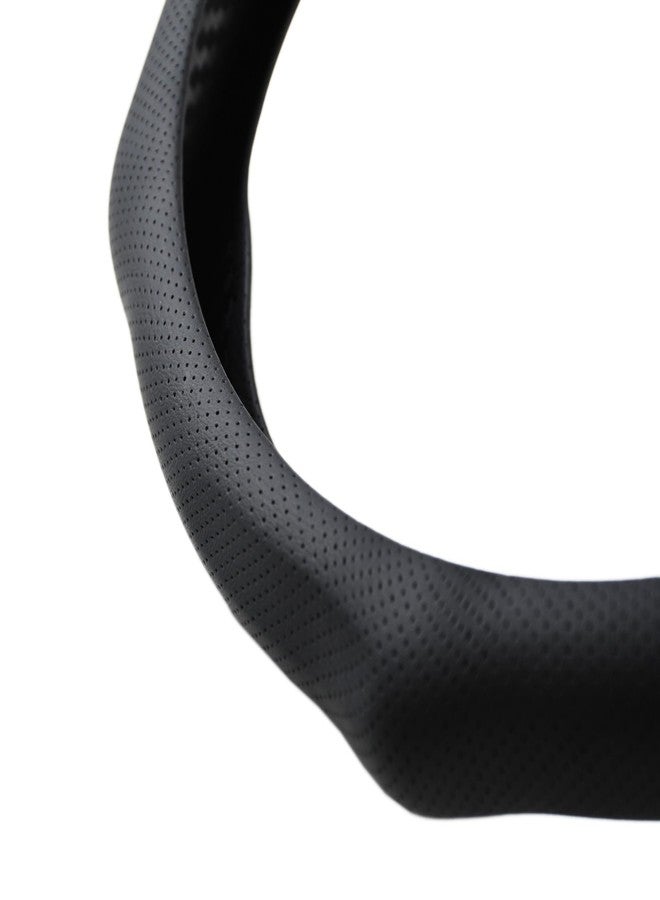 PartsTo Quick Install Sporty Black Perforated Nappa Leather Steering Wheel Cover for Any 14 ½ to 15 inches Car Pickup SUV - Image 5