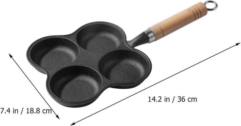 Healeved Four-hole Iron Frying Pan Thickened Cast Iron Non-stick Egg and Burger Cooking Mold Kitchen Accessory for Gas Stove and Induction Cooktop Breakfast Use - Image 2