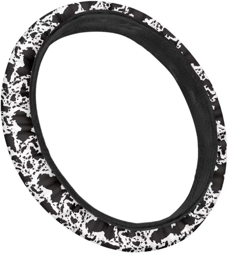 Universal Non-Slip Steering Wheel Cover, 15-inch Polyester Material Driving Accessories, Suitable for Car and Truck(Ink Splash Cow Texture) - Image 3