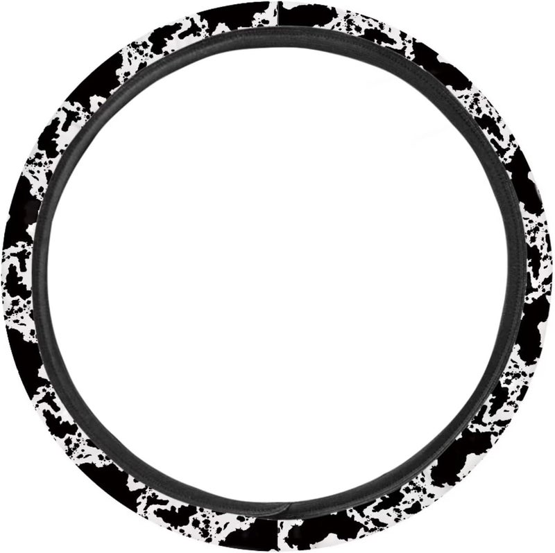 Universal Non-Slip Steering Wheel Cover, 15-inch Polyester Material Driving Accessories, Suitable for Car and Truck(Ink Splash Cow Texture) - Image 2