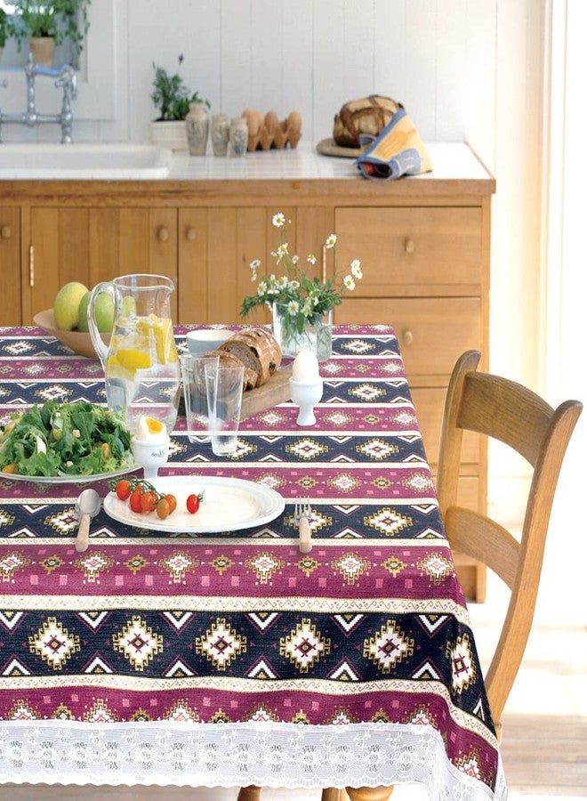 Freelance PVC Vinyl Tuscany Flannel Backing Dining Plastic Table Cover Cloth - Waterproof Protector, 8-10 Seater, Rectangle 60 X 108 inches (with White Border Edge Lace) - Product of Meiwa, Japan - Image 2