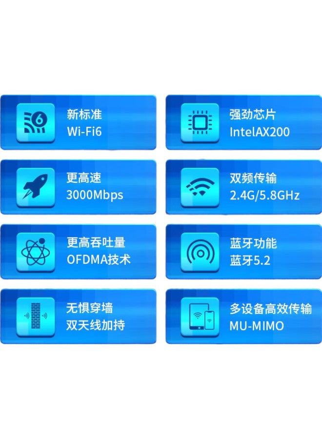 Comfast Ax200 Intel Gaming 3000M Dual-Band 5G Desktop Built-In Pci-E Wireless Network Card, Wifi 6 + Bluetooth 5.2 Computer Wifi Receiver - Image 1