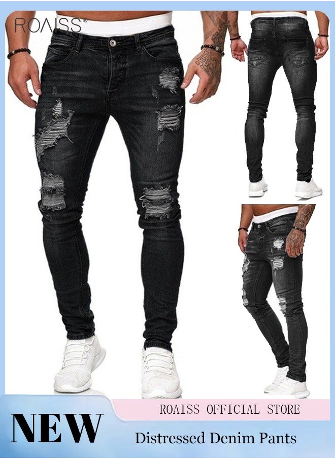 Men's Fashionable Ripped Tight Jeans Casual Versatile Elastic Pencil Pants With Classic Five Pocket Design - pzsku/ZCBB6545D369AE556D9C0Z/45/_/1701226194/72b033a7-d7c6-42cf-a9d9-f23a69dc9e09