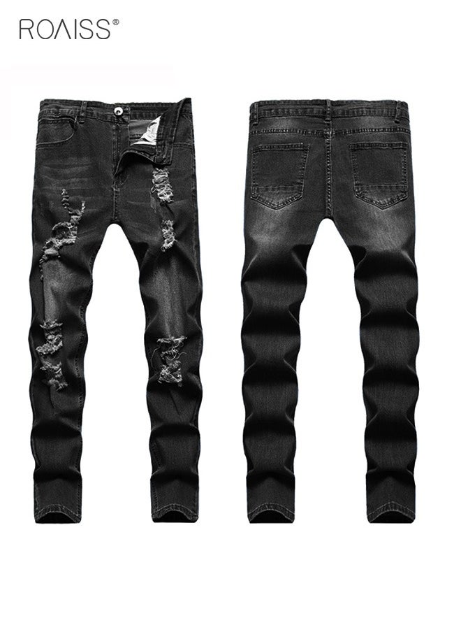 Men's Fashionable Ripped Tight Jeans Casual Versatile Elastic Pencil Pants With Classic Five Pocket Design - pzsku/ZCBB6545D369AE556D9C0Z/45/_/1701226195/be5ea61e-ce9a-440b-87ec-2810b3d02718