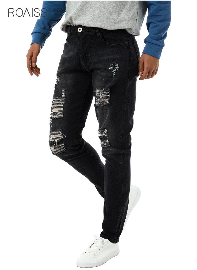 Men's Fashionable Ripped Tight Jeans Casual Versatile Elastic Pencil Pants With Classic Five Pocket Design - pzsku/ZCBB6545D369AE556D9C0Z/45/_/1701226196/ede8ae5a-5f21-45b3-ae8a-5ed2aa91f288