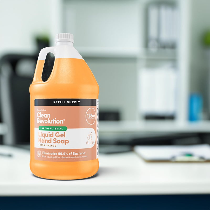 Clean Revolution Antibacterial Liquid Gel Hand Soap Refill, 128 Fl Oz, Fresh Orange Scented - Made in USA - Image 3