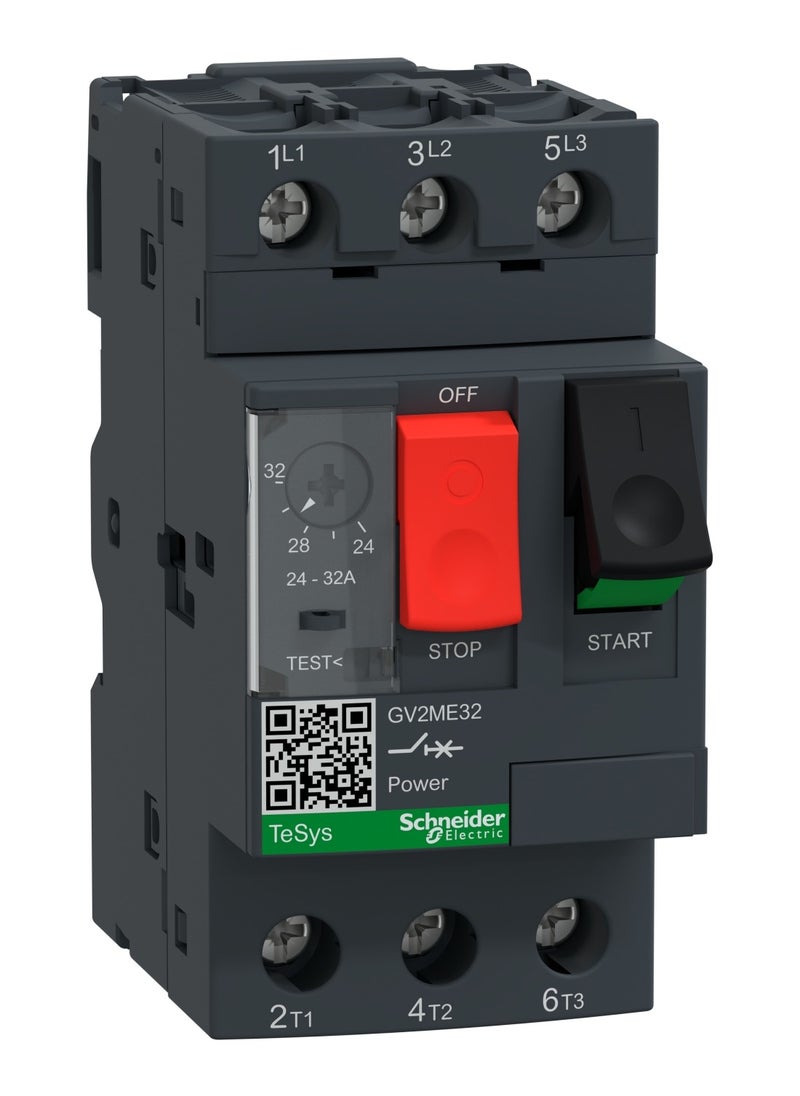 Schneider Electric GV2ME32 Motor circuit breaker, TeSys GV2, 3P, 24-32 A, thermal magnetic, screw clamp terminals  - Image 1