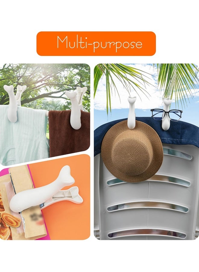 HOMESTAR 4 PCS Whale-Shaped Beach Towel Clips Heavy Duty, Towel Clip for Beach Sun Loungers Pool Chairs Cruise, Large Clothes Pins Windproof Laundry Hanging Pegs Outdoor - Image 5