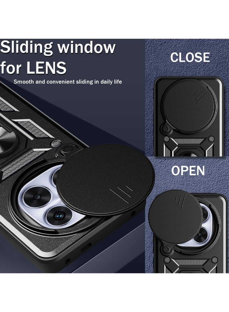 for Redmi Note 14 Pro+ 5G Case, Slide Camera Lens Cover, Magnetic Ring Holder Kickstand Protective Phone Case for Redmi Note 14 Pro+ 5G, Black  - Image 5