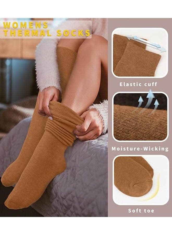Warm Knee High Socks for Women,Cotton Thermal Socks for Hiking Skiing Winter Gifts - Image 2