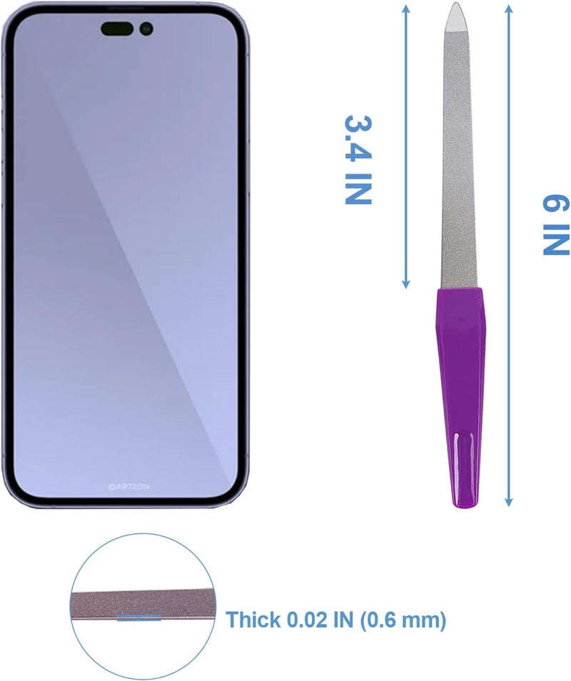 GigaGround Metal Nail File (6 Pcs), Nail Files for Natural Nails Made of Stainless Steel, Sword Fingernail Files with Sharp Pointed Tip Non Slip Handle, Diamond Finger Nail Filers for Women Sapphire Grit - Image 5