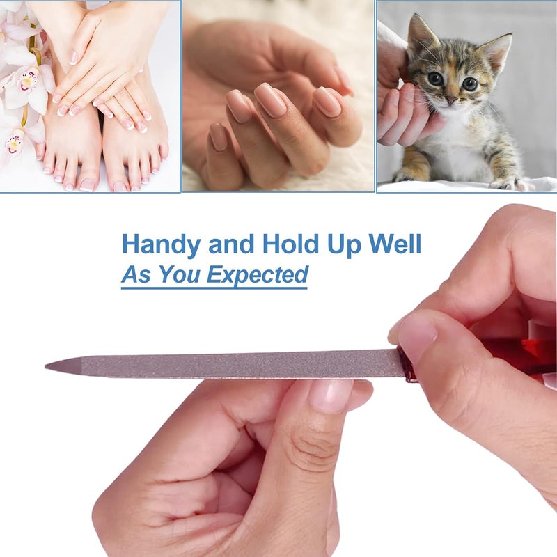 GigaGround Metal Nail File (6 Pcs), Nail Files for Natural Nails Made of Stainless Steel, Sword Fingernail Files with Sharp Pointed Tip Non Slip Handle, Diamond Finger Nail Filers for Women Sapphire Grit - Image 4