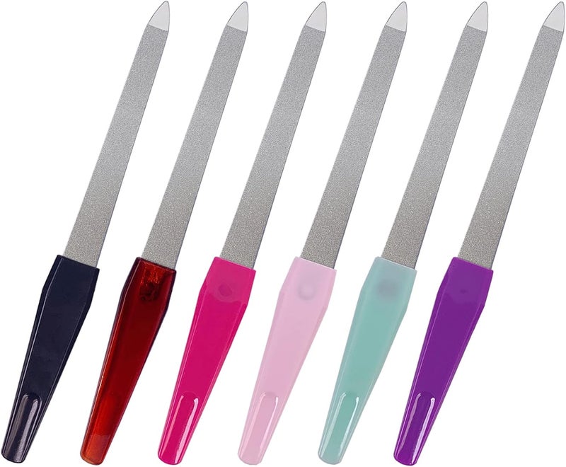 GigaGround Metal Nail File (6 Pcs), Nail Files for Natural Nails Made of Stainless Steel, Sword Fingernail Files with Sharp Pointed Tip Non Slip Handle, Diamond Finger Nail Filers for Women Sapphire Grit - Image 1