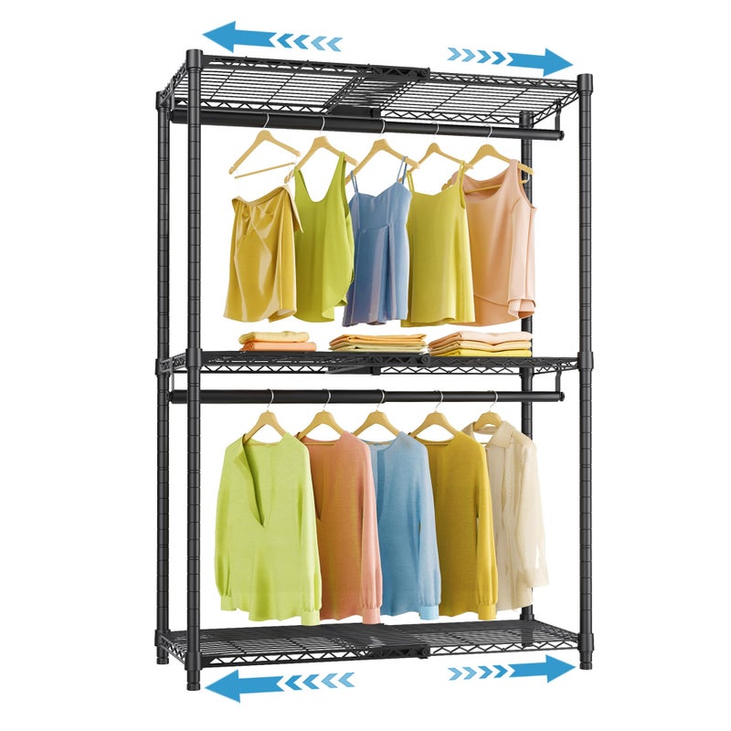 VIPEK X1 Expandable Clothes Rack Heavy Duty Adjustable from 2' to 3'5" with Adjustable Shelves and Hanger Rods, Reach-in & Walk-in Closets Metal Garment Racks Portable Closet, Black - Image 1