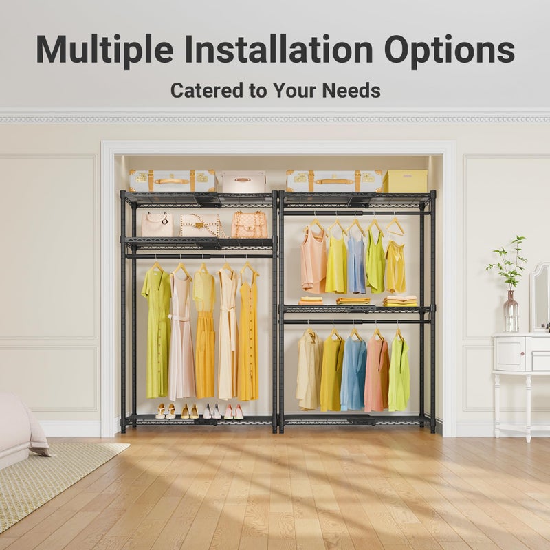 VIPEK X1 Expandable Clothes Rack Heavy Duty Adjustable from 2' to 3'5" with Adjustable Shelves and Hanger Rods, Reach-in & Walk-in Closets Metal Garment Racks Portable Closet, Black - Image 4