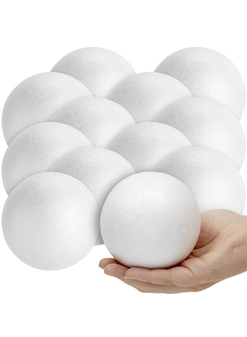 CRAFT MAGIC 4-Inch White Foam Balls for Crafts - Pack of 12 Polystyrene Spheres for DIY Projects, Ornaments, School Models, and Art Activities - Image 1