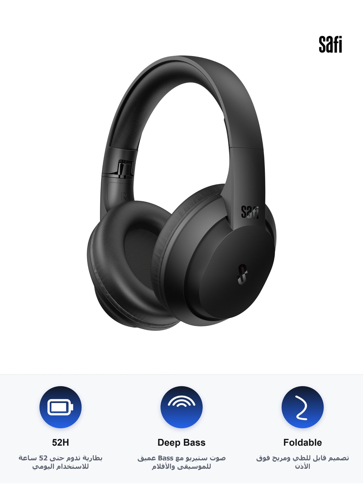 safisound Safisound Wireless Headphones 52h Playtime Foldable 3 Modes Dual Device Aux ZCBB6A4C2F4D980578A77Z