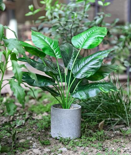 JC nateva 2pcs 16" Fake Plants Artificial Plants Tropical Faux Plants Indoor for Bathroom Kitchen Office Home Sage Green Decor - Image 5