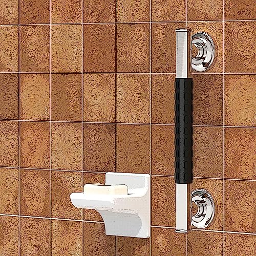 AquaChase 114 x 12inch Stainless Steel Bath Safety Grab Bar with Anti Slip Rubber Grip ADA Compliant 500lbs Weight Support Decorative Collection Miami Brushed Nickel - Image 3