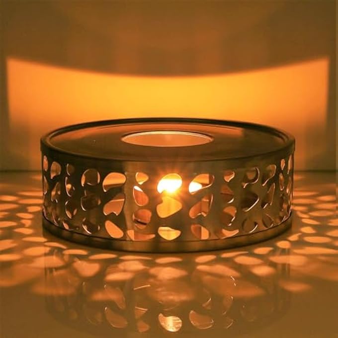 FDTY قطعة واحدة من سخان إبريق الشاي المصنوع من الفولاذ المقاوم للصدأ، قاعدة تسخين القهوة، سخان الأطباق مع شمعة شاي خفيفة لإبريق الشاي الزجاجي وغيرها من استخدامات تسخين الأطباق المقاومة للحرارة باللون الفضي - Image 3