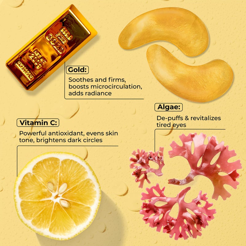 KINPUR ORGANIC COSMETICS 24K Gold Eye Patches for Puffy Eyes and Dark Circles, Luxury Anti-aging Skincare - Collagen Anti Wrinkles Patches w/Vitamin C & Niacinamide to Hydrate, Depuff, Smooth Fine Lines â€“ 25 pairs - Image 4