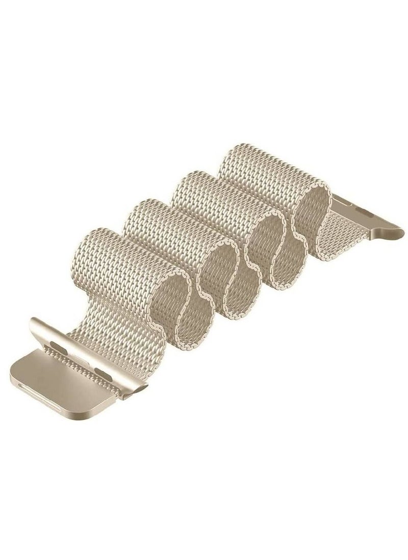 GENNEXT - Smart Watch Band 49mm 45mm 44mm 42mm Stainless Steel Metal Strap Milanese Loop Alloy Replacement for iWatch Series ultra/8/7/SE/6/5/4/3/2/1 Champagne Gold) - Image 1