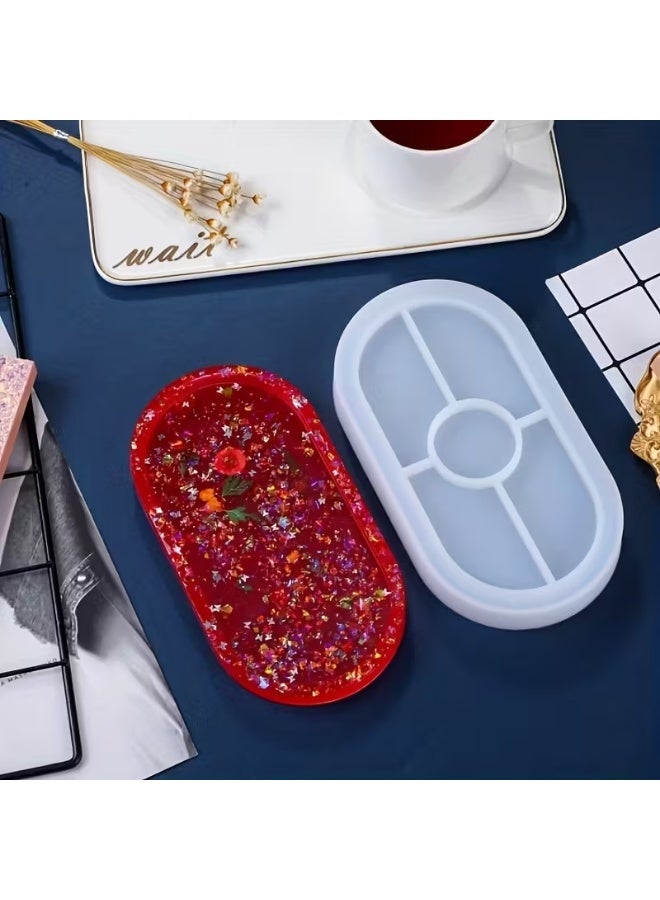 Ready For Chai 1pcs DIY Oval Tray Resin Mold Creative Jewelry Making Mold Plate Dish Tray Mold Office Home Resin Epoxy Silicone Mold DIY Craft Tool Supplies - Image 2