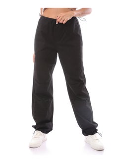 Wide Trousers With Elastic At The Waist-Black