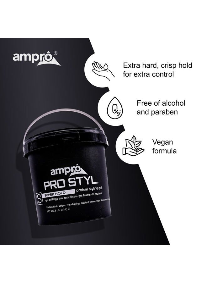 Ampro Pro Styl Styling Gel - Protects and Strengthens Your Strands - Non-Flaking, Alcohol Free, Vegan Formula - Flexible, Touchable Hold for All Hair Textures - Super Hold - 80 oz - Image 5