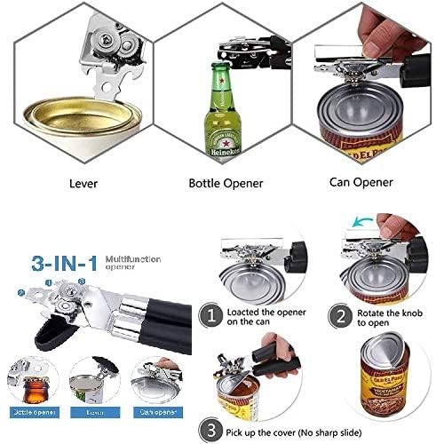 Samip Tin Cutter Heavy Duty Stainless Steel Multipurpose Opener for Bottles Cans and Tins 3in1 Manual Can OpenerTin OpenerBottle Opener with Smooth Edge Rotating Knob and AntiSlip Hand Grip - Image 4