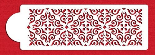 Designer Stencils C544 Mexican Tile Cake Stencil Tier 4 Beigesemitransparent - Image 3