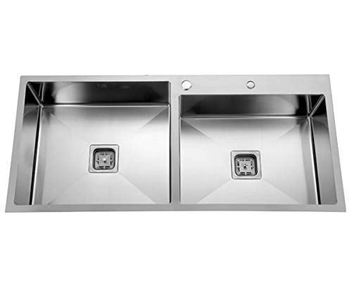 EVANEX 32 x 18 x 10 HANDMADE MATT FINISH TAP HOLE 304 GRADE STAINLESS STEEL KITCHEN SINK With Silicon Basket - Image 1