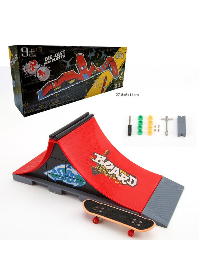 Children's Creative Finger Skateboard Ramp Model Toy Set Scenery Props Interactive Plaything Building Blocks Set 1810-6-Color:A (color Box Package To Be Assembled) - Image 1