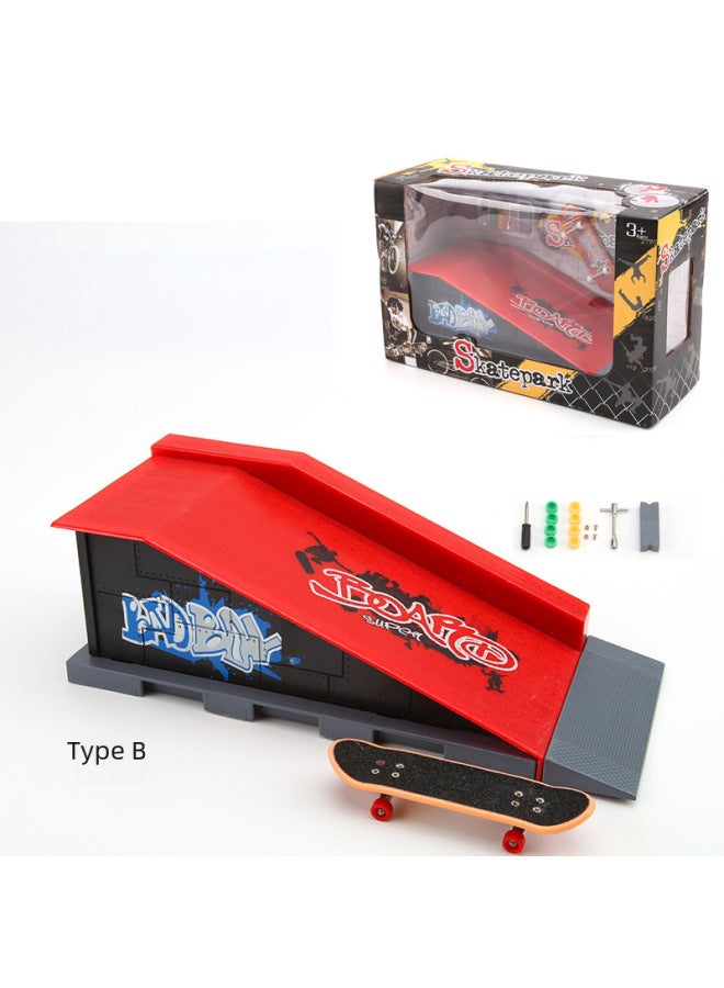 Children's Creative Finger Skateboard Ramp Model Toy Set Scenery Props Interactive Plaything Building Blocks Set 1810-6-Color:A (color Box Package To Be Assembled) - Image 5