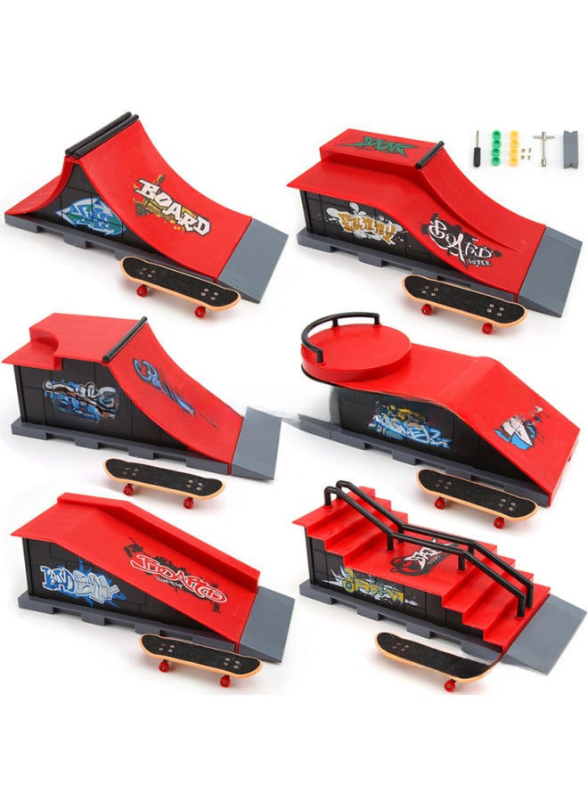 Children's Creative Finger Skateboard Ramp Model Toy Set Scenery Props Interactive Plaything Building Blocks Set 1810-6-Color:A (color Box Package To Be Assembled) - Image 2