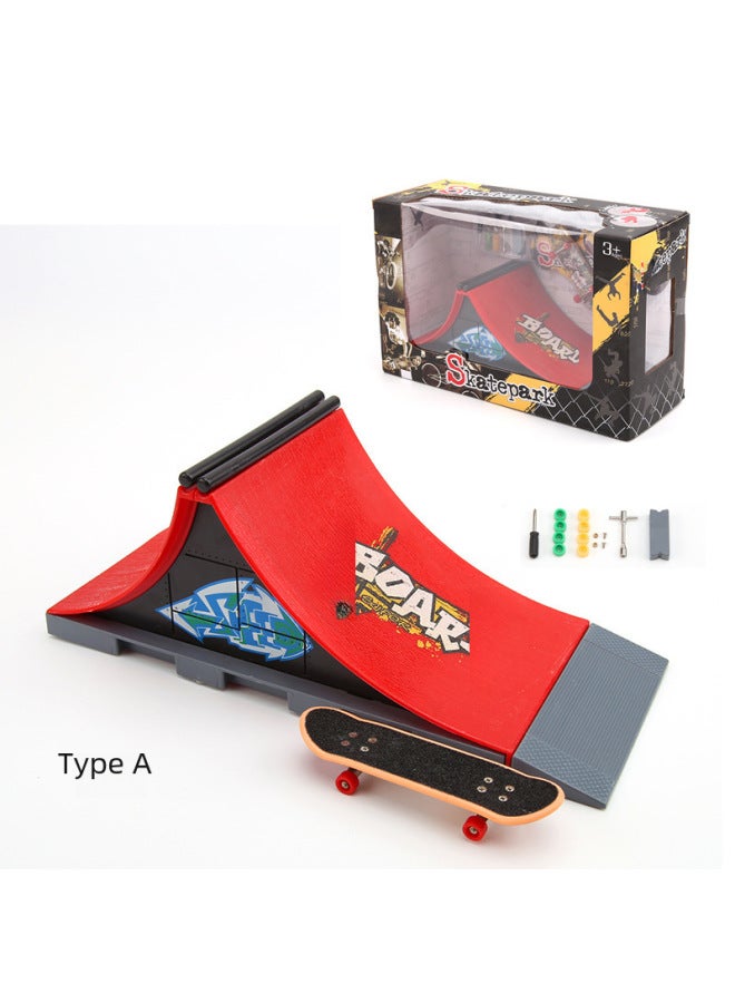 Children's Creative Finger Skateboard Ramp Model Toy Set Scenery Props Interactive Plaything Building Blocks Set 1810-6-Color:A (color Box Package To Be Assembled) - Image 4