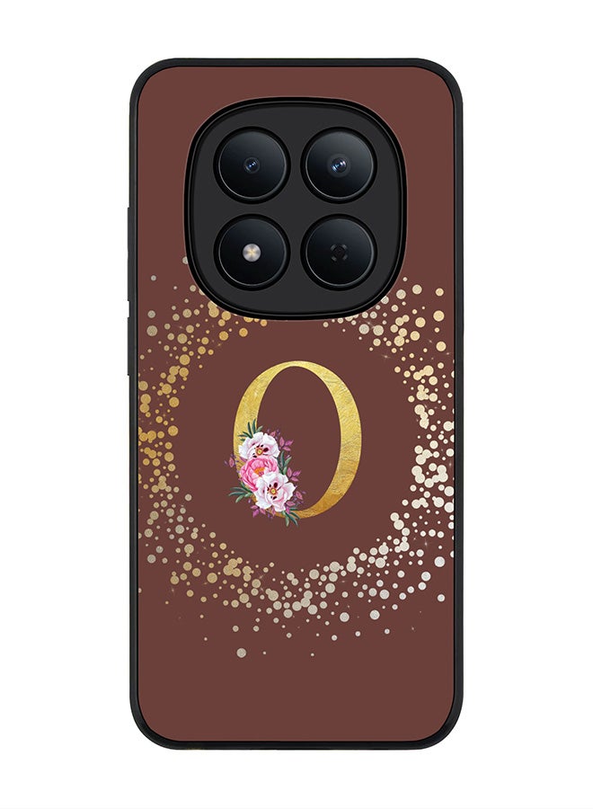 For Xiaomi Redmi Note 15 Pro 5G Case,Slim fit Camera Protection, Shockproof Thin Phone cover  - Custom Monogram Floral - O  (Brown )
