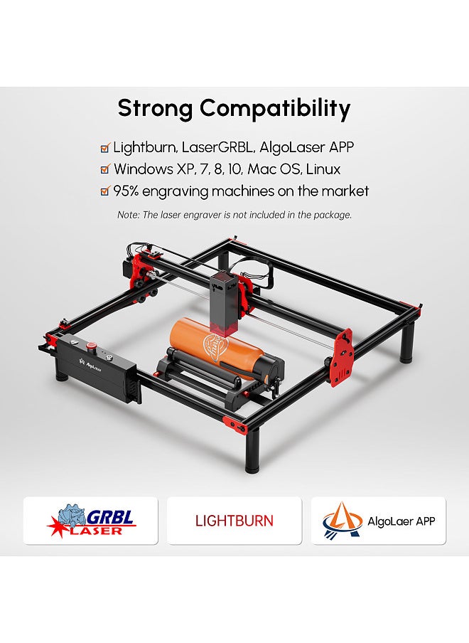 AlgoLaser RR2 Laser Rotary Roller Laser Engraver Y-axis Rotary Roller 360° Rotating for 1-150mm Different Engraving Diameter 7 Gears Adjustments for Laser Engraving Cylindrical Objects Cans  - Image 4