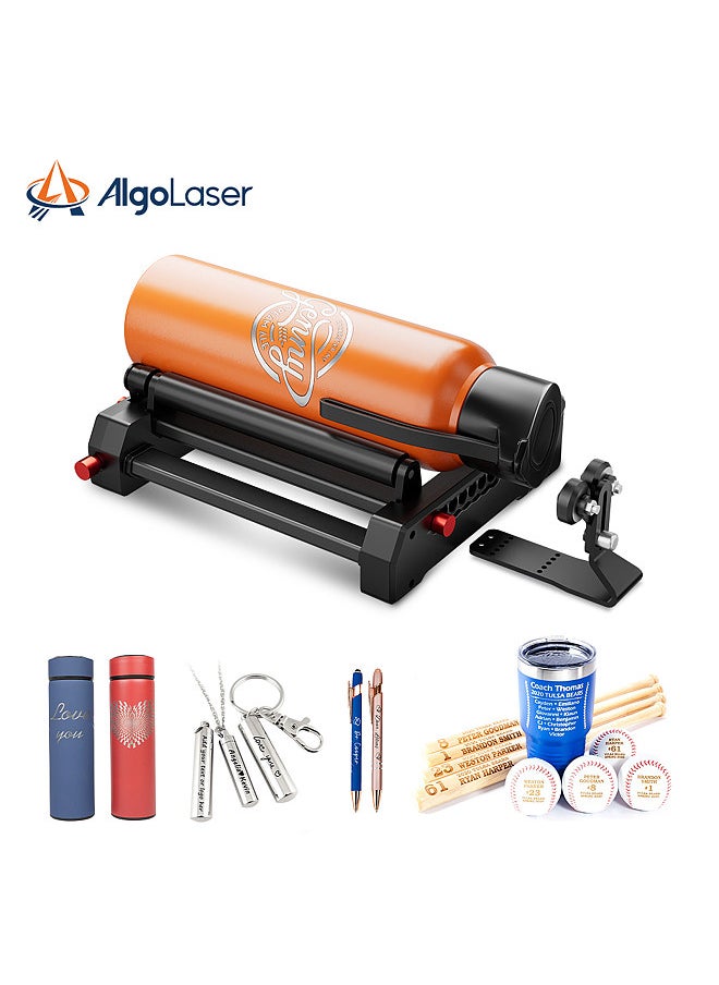 AlgoLaser - RR2 Laser Rotary Roller Laser Engraver Y-axis Rotary Roller 360° Rotating for 1-150mm Different Engraving Diameter 7 Gears Adjustments for Laser Engraving Cylindrical Objects Cans - Image 1
