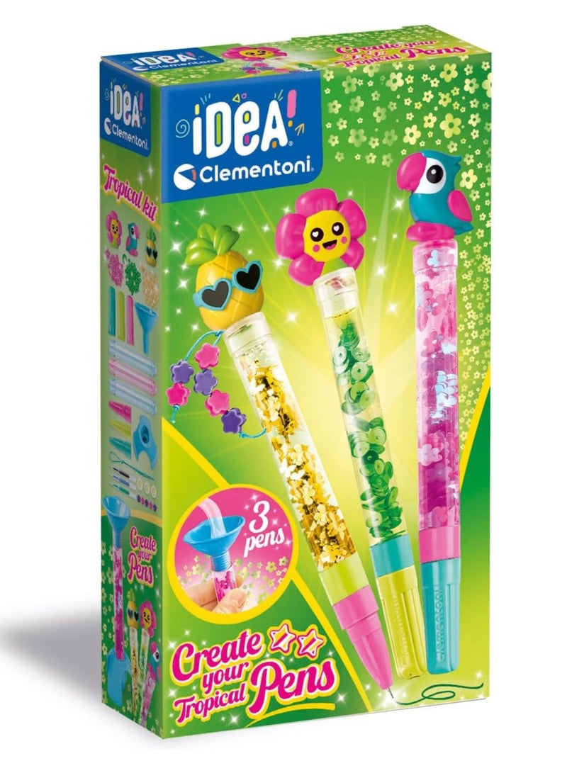 Clementoni Idea Tropical Pens | Do it Yourself | DIY Craft Kit | Educational & Learning | Creative Gift for Kids and Adults - Image 1