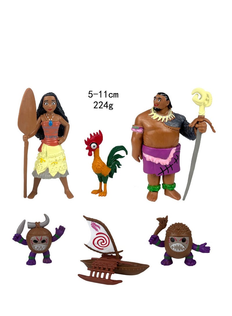 Y&D 6 Piece Moana Figures The Moana  Action Figure Toys For Fans Moana Series Figures Model Birthday Cake Toppers - Image 1