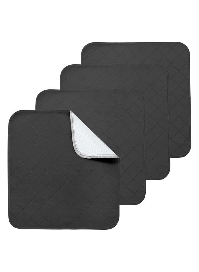 Magik & Kover Waterproof Chair Pads for Incontinence, 4 Pack Reusable Seat Protector Pads 22" x 21", Non-Slip Absorbent Wheelchair Pad Covers, Washable Chair Pads for Adults, Kids Pets - Black - Image 1