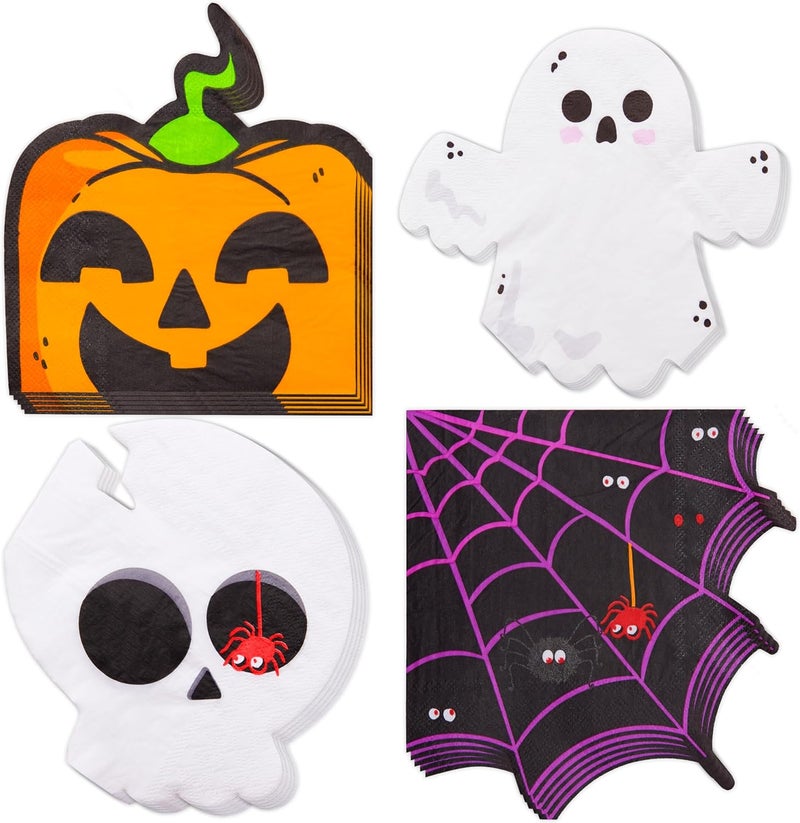 Crisky 100 Pcs Halloween Cocktail Napkins  4 Assorted Design  Paper Cocktail Napkins for Halloween Party Decoration 3Ply - Image 1