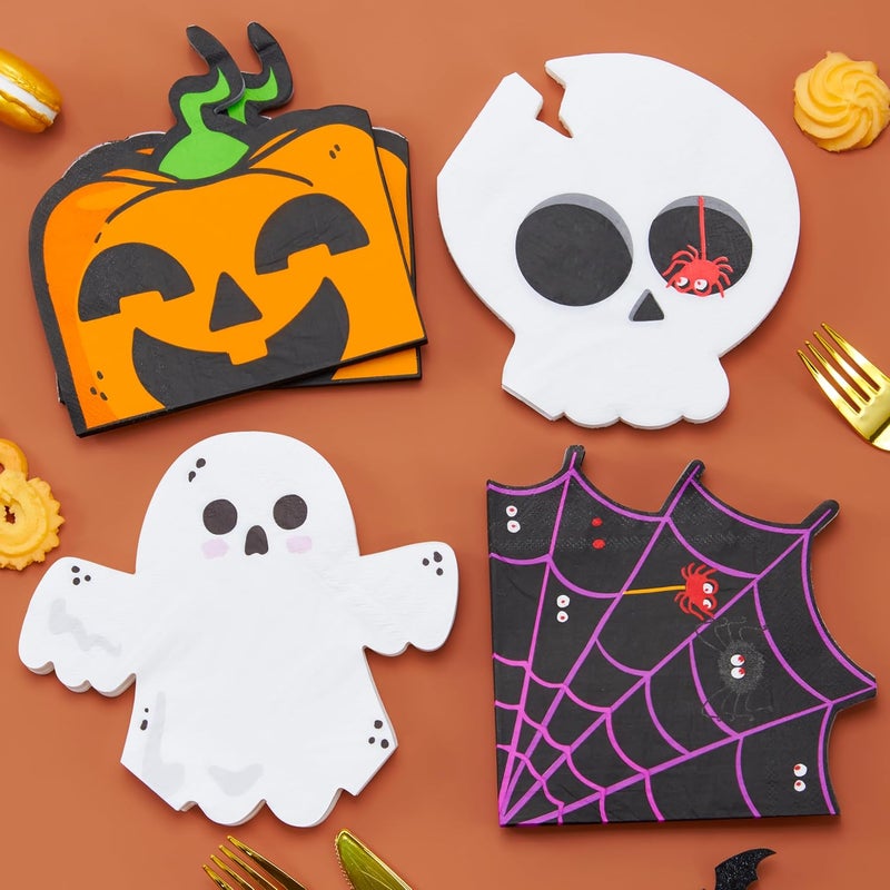 Crisky 100 Pcs Halloween Cocktail Napkins  4 Assorted Design  Paper Cocktail Napkins for Halloween Party Decoration 3Ply - Image 5