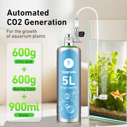 Hygger CO2 Pro 5L Aquarium CO2 Generator System Complete Carbon Dioxide Reactor Kit with Regulator and Needle Valve for Aquarium Plants Tanks - Image 3